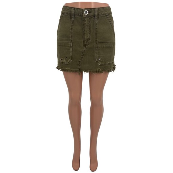 NWOT Free People Army Green Utility Mini Skirt - Gorpcore Grunge Y2K Revive Boho - Picture 4 of 16